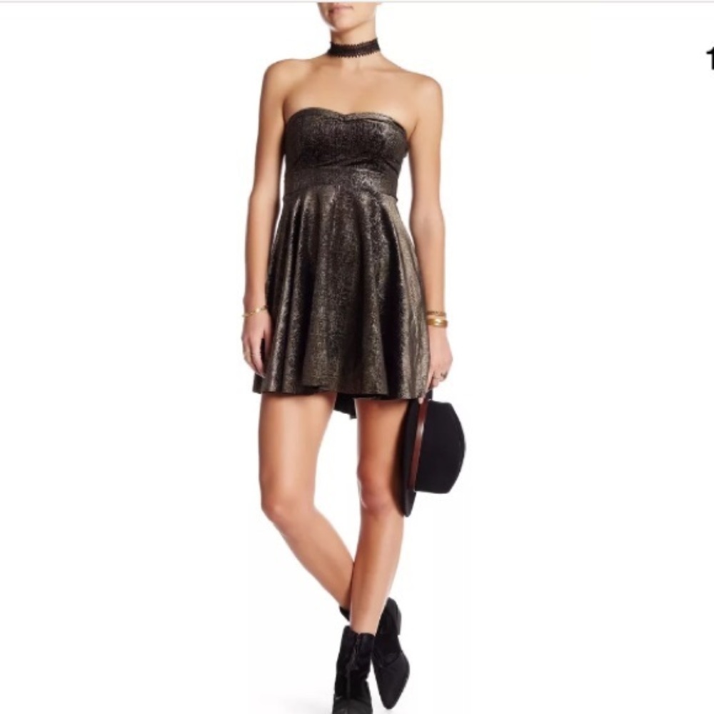 NWT velvet free people dress black & gold - Picture 1 of 3